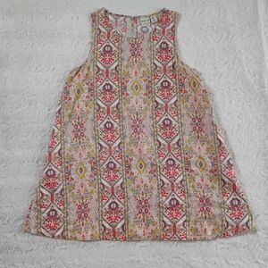Rachel Zoe Boho Multi-Colored Patterned 100% Linen Sleeveless Shift Dress
